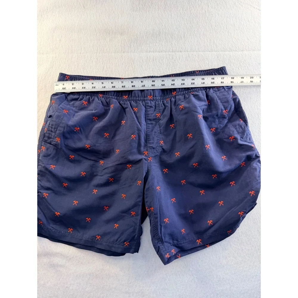 The North Face Mens Navy Blue Orange Ice Axe Print Swim Shorts Large Regular